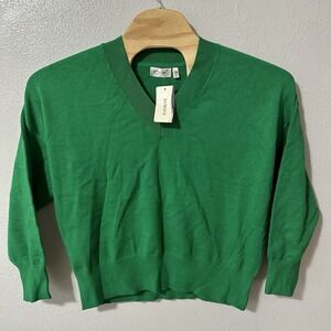 RD STYLE Laura‎ Pullover Size Small VNeck Sweater Green Oversized Classic NWT